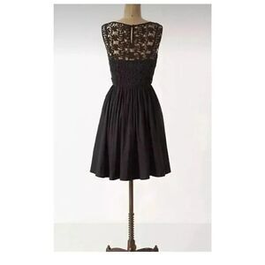 Moulinette Soeurs Anthropologie Black Dress Sz 2 POCKETS Lace Sweet Enticement
